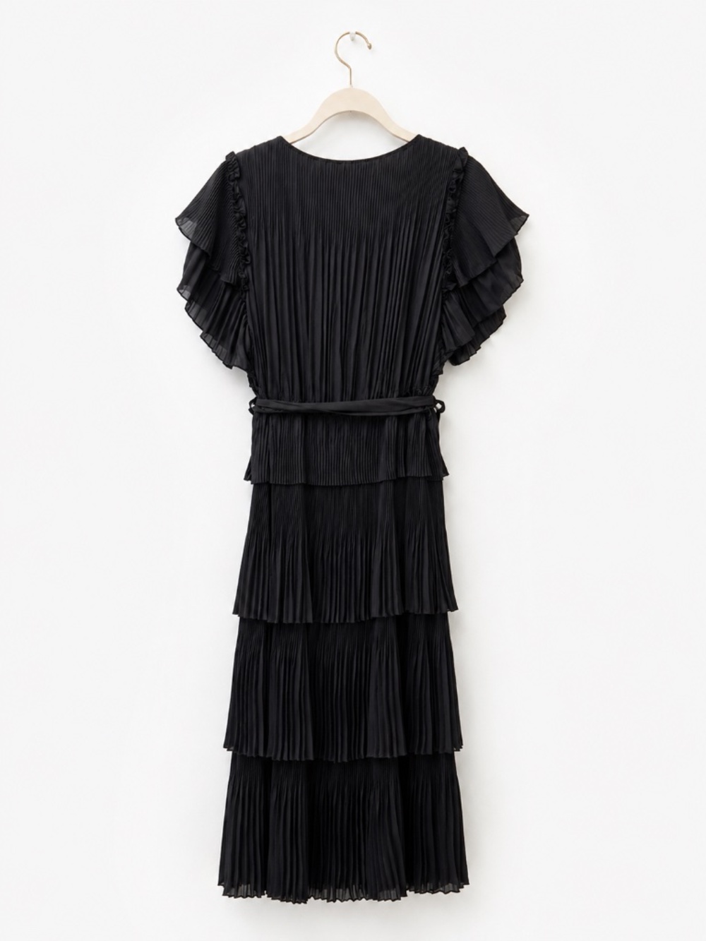 Diane von Furstenberg Black Pleated Wrap Midi Dress Cocktail Wedding Guest XL - Picture 2 of 13